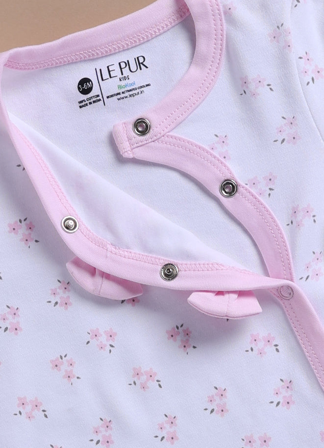 Le Pur Baby Girl Sleepsuit Set of 2 | Biocool Cotton Newborn Clothes | Soft Infant Romper with Bow & Side Snap - LE PUR!